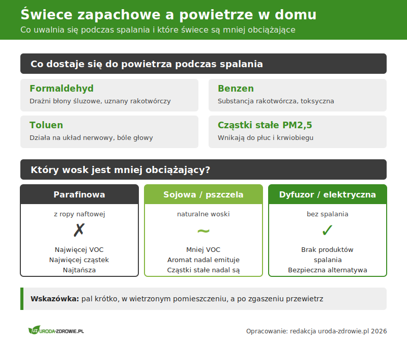 Świece zapachowe a powietrze w domu - VOC uwalniane podczas spalania i porównanie wosków